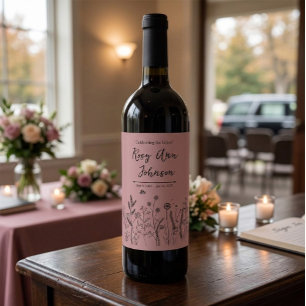 Etiqueta Para Botella De Vino Etiqueta de vino conmemorativa de flor silvestre s