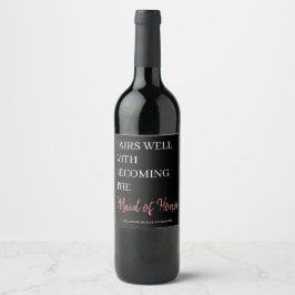 Etiqueta Para Botella De Vino Etiqueta de vino de anuncio de dama de honor