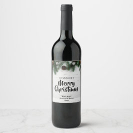 Etiqueta Para Botella De Vino Etiqueta de vino de árbol de pino Navideño rústico