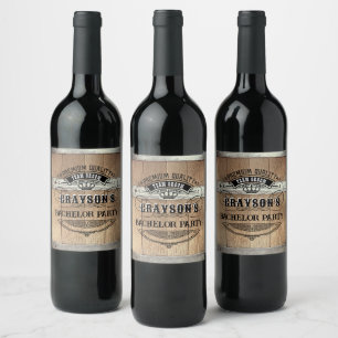 Etiqueta Para Botella De Vino Etiqueta de vino de barril rústico para despedida