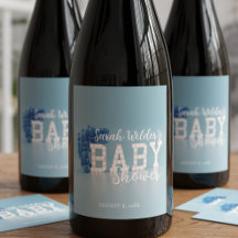 Etiqueta de vino de Blue Boy Baby Shower Fiesta