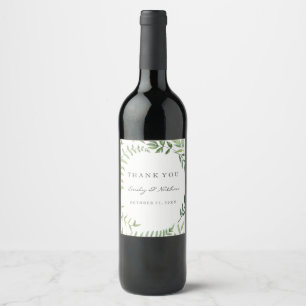Etiqueta Para Botella De Vino Etiqueta de vino de boda Agradecimiento Hoja Verde