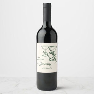 Etiqueta Para Botella De Vino Etiqueta de vino de boda caprichosa a mano