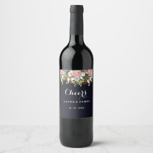 Etiqueta Para Botella De Vino Etiqueta de vino de boda Cheers Botánico de la Mar