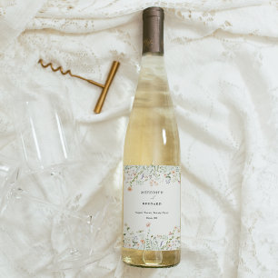 Etiqueta Para Botella De Vino Etiqueta de vino de boda con flores silvestres rús
