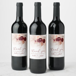 Etiqueta Para Botella De Vino Etiqueta de vino de boda con hierba de Pampas boho