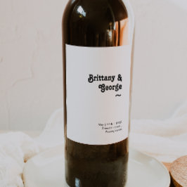 Etiqueta Para Botella De Vino Etiqueta de Vino de Boda con Letra Retro Moderna