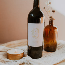 Etiqueta Para Botella De Vino Etiqueta de vino de boda con monograma de cresta b