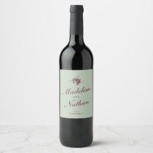 Etiqueta de vino de boda con monograma de uva ciru