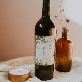 Etiqueta Para Botella De Vino Etiqueta de vino de boda con monograma | Flor silv