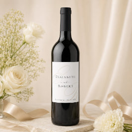 Etiqueta Para Botella De Vino Etiqueta de vino de boda con monograma minimalista