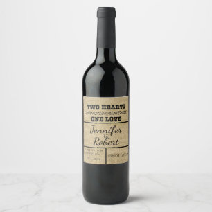 Etiqueta Para Botella De Vino Etiqueta de vino de Boda de Burlap occidental
