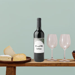 Etiqueta Para Botella De Vino Etiqueta de Vino de Boda de Delicadas Hojas de Pri