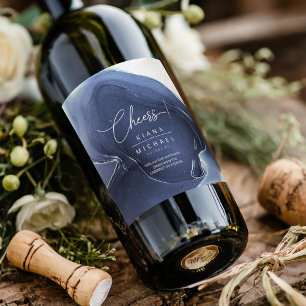 Etiqueta Para Botella De Vino Etiqueta de vino de Boda de flujo de tinta azul ID