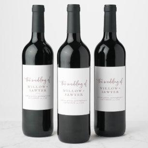 Etiqueta Para Botella De Vino Etiqueta de vino de Boda de guion de oro de Rosa r