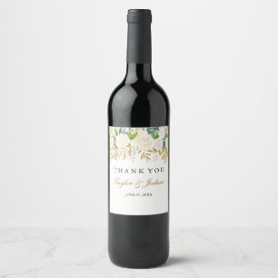 Etiqueta Para Botella De Vino Etiqueta de vino de boda de hoja floral dorada Gra