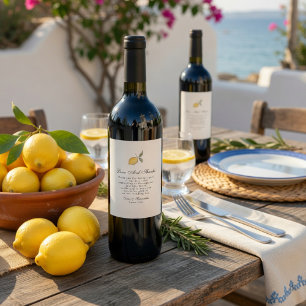 Etiqueta Para Botella De Vino Etiqueta de vino de boda de limón   Costa Amalfita