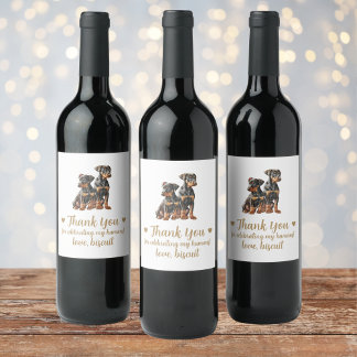 Etiqueta Para Botella De Vino Etiqueta de vino de boda de perro personalizada