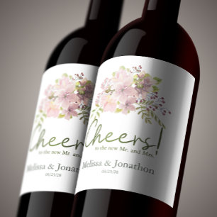 Etiqueta Para Botella De Vino Etiqueta de vino de boda floral de magnolia con ru