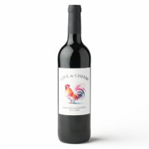 Etiqueta de vino de boda Gallo acuarela