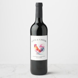 Etiqueta Para Botella De Vino Etiqueta de vino de boda Gallo acuarela