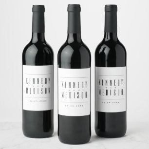 Etiqueta Para Botella De Vino Etiqueta de vino de boda minimalista moderna en ne