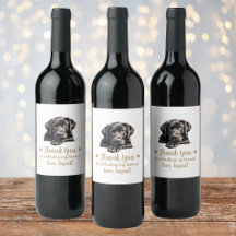 Etiqueta de vino de boda Perro Labrador Negro Me e