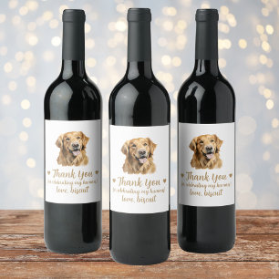 Etiqueta Para Botella De Vino Etiqueta de vino de boda Perro Retriever Dorado I