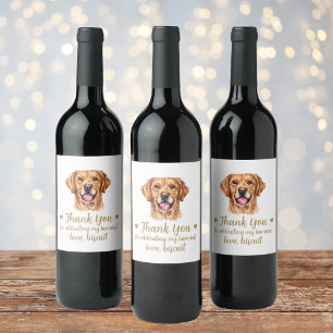 Etiqueta Para Botella De Vino Etiqueta de vino de boda Perro Retriever Dorado I