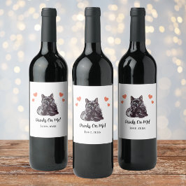 Etiqueta Para Botella De Vino Etiqueta de vino de boda personalizada gato negro 