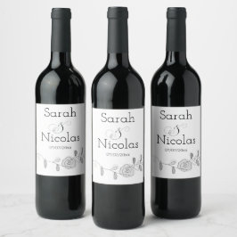 Etiqueta Para Botella De Vino Etiqueta de vino de boda personalizada minimalista