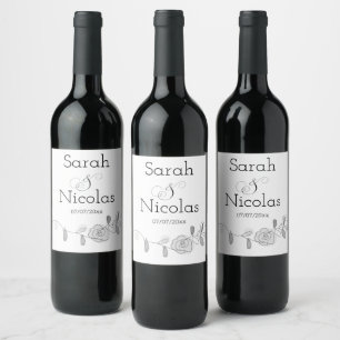 Etiqueta Para Botella De Vino Etiqueta de vino de boda personalizada minimalista