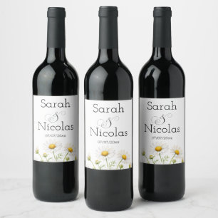 Etiqueta Para Botella De Vino Etiqueta de vino de boda personalizada minimalista