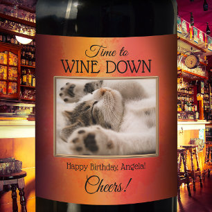 Etiqueta Para Botella De Vino Etiqueta de vino de cumpleaños para gato divertida