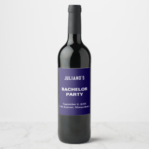 Etiqueta Para Botella De Vino Etiqueta de vino de despedida de soltero azul oscu