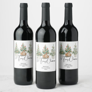 Etiqueta Para Botella De Vino Etiqueta de vino de felicitaciones de árbol de Nav