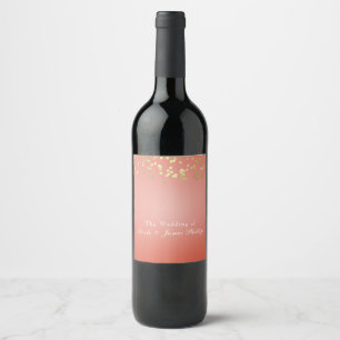 Etiqueta Para Botella De Vino Etiqueta de vino de fiesta Coral Peach Dipped Chic