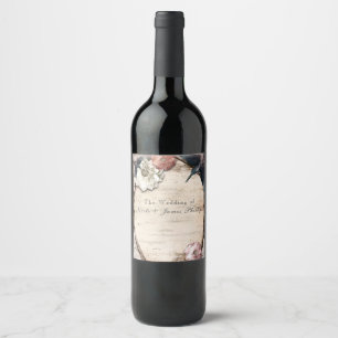 Etiqueta Para Botella De Vino Etiqueta de vino de Floral de Abedul Blanco Rústic