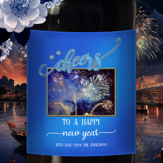 Etiqueta Para Botella De Vino Etiqueta de vino de foto de Año Nuevo de los azúca