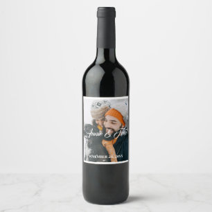 Etiqueta Para Botella De Vino Etiqueta de vino de fotografía simple Boda