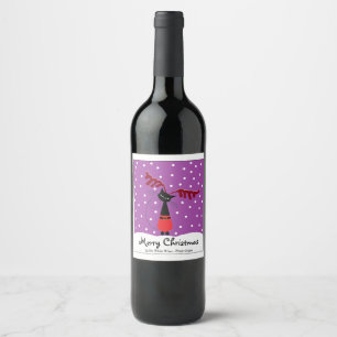 Etiqueta Para Botella De Vino Etiqueta de vino de gatos de renos Navidades