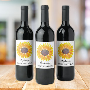 Etiqueta Para Botella De Vino Etiqueta de vino de girasol personalizada