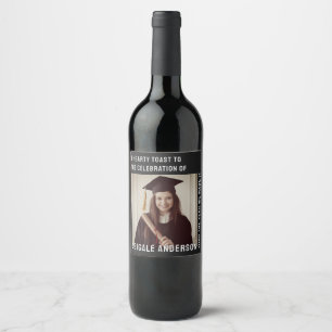 Etiqueta Para Botella De Vino Etiqueta de vino de graduación con tipografía blan
