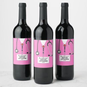 Etiqueta Para Botella De Vino Etiqueta de vino de graduación de médico de la fac