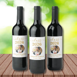 Etiqueta Para Botella De Vino Etiqueta de vino de graduación Photo Gold Script C
