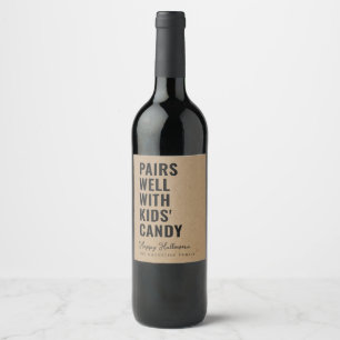 Etiqueta Para Botella De Vino Etiqueta de vino de Halloween para parejas diverti