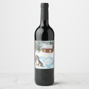 Etiqueta Para Botella De Vino Etiqueta de vino de hound basset (Tri)