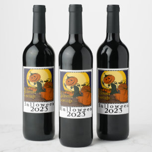 Etiqueta Para Botella De Vino Etiqueta de Vino de la Chaqueta Vintage de Hallowe