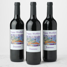 Etiqueta Para Botella De Vino Etiqueta de vino de la costa de verano y de las fl