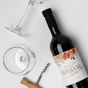 Etiqueta Para Botella De Vino Etiqueta de vino de la ducha con flores de terraco